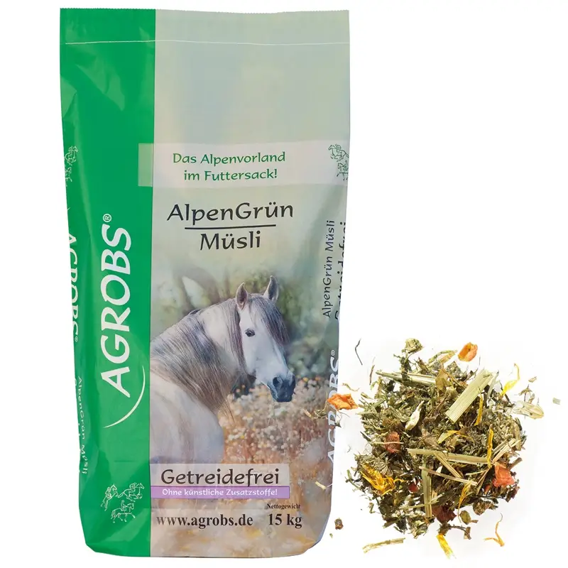 Preiswert Agrobs AlpenGrün Müsli 15kg - Strukturmüsli ohne Getreide