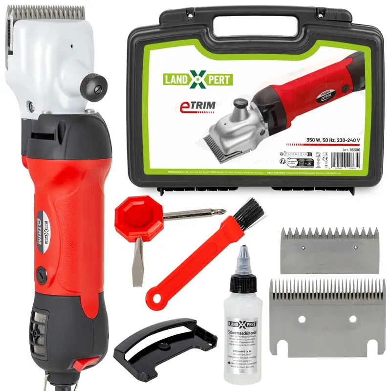 B-Ware: LandXpert eTRIM Pferdeschermaschine, rubinrote Schermaschine für Pferde Mega-Angebot