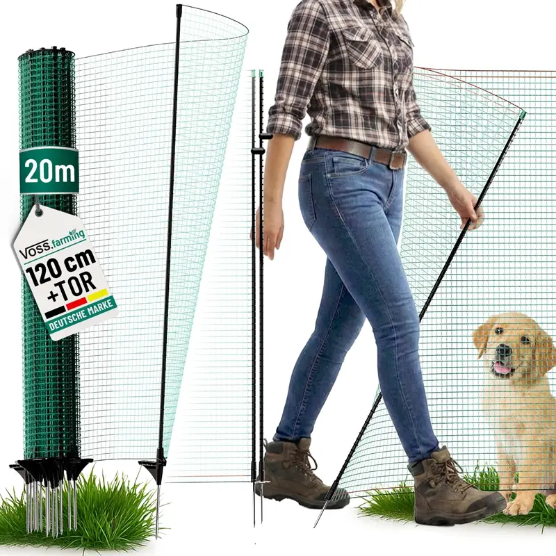 Nur Für Kurze Zeit VOSS.farming classic 20m, Begrenzungszaun mit Tür, 120cm, 12 Pfähle, 1 Spitze, grün, ohne Strom