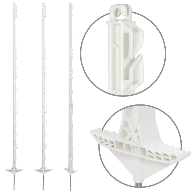 Neu 20x VOSS.farming Weidezaunpfahl 159cm, extra lang, 14 Ösen, weiß