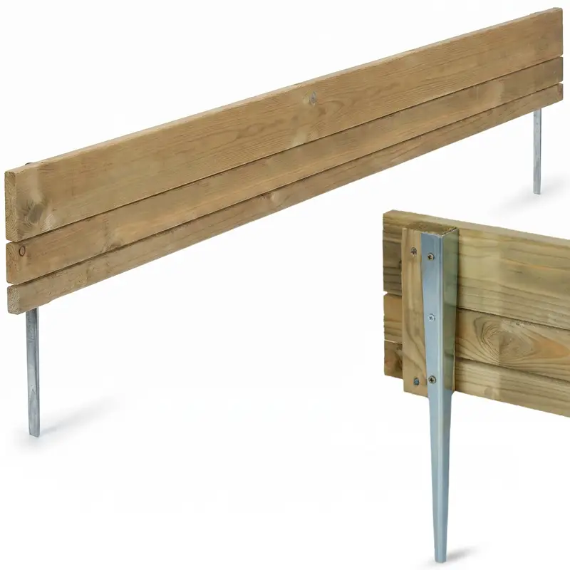 Versand Am Gleichen Tag 4x VOSS.garden Steckzaun 110 x 15cm, Beeteinfassung Holz mit Metallpfählen, Rasenbegrenzung